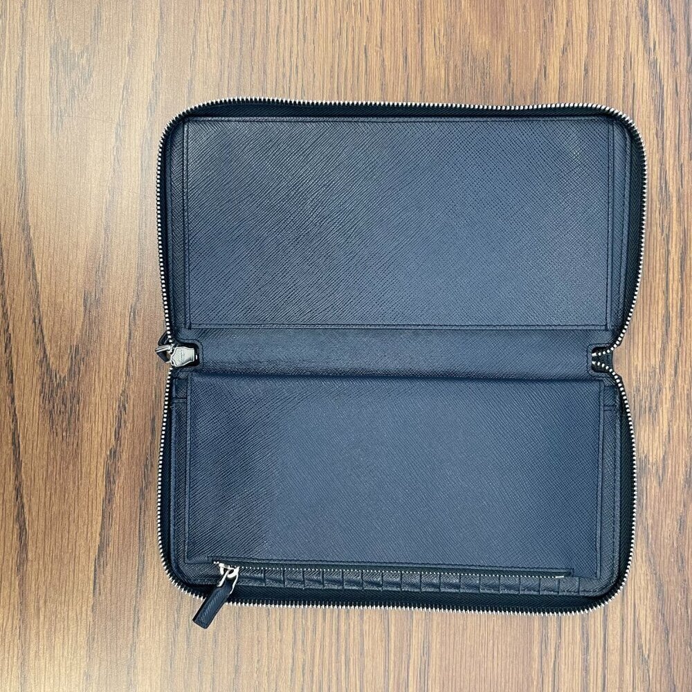 Prada Navy Saffiano Leather Long Travel Organizer Wallet - Preowned - Picture 4 of 15